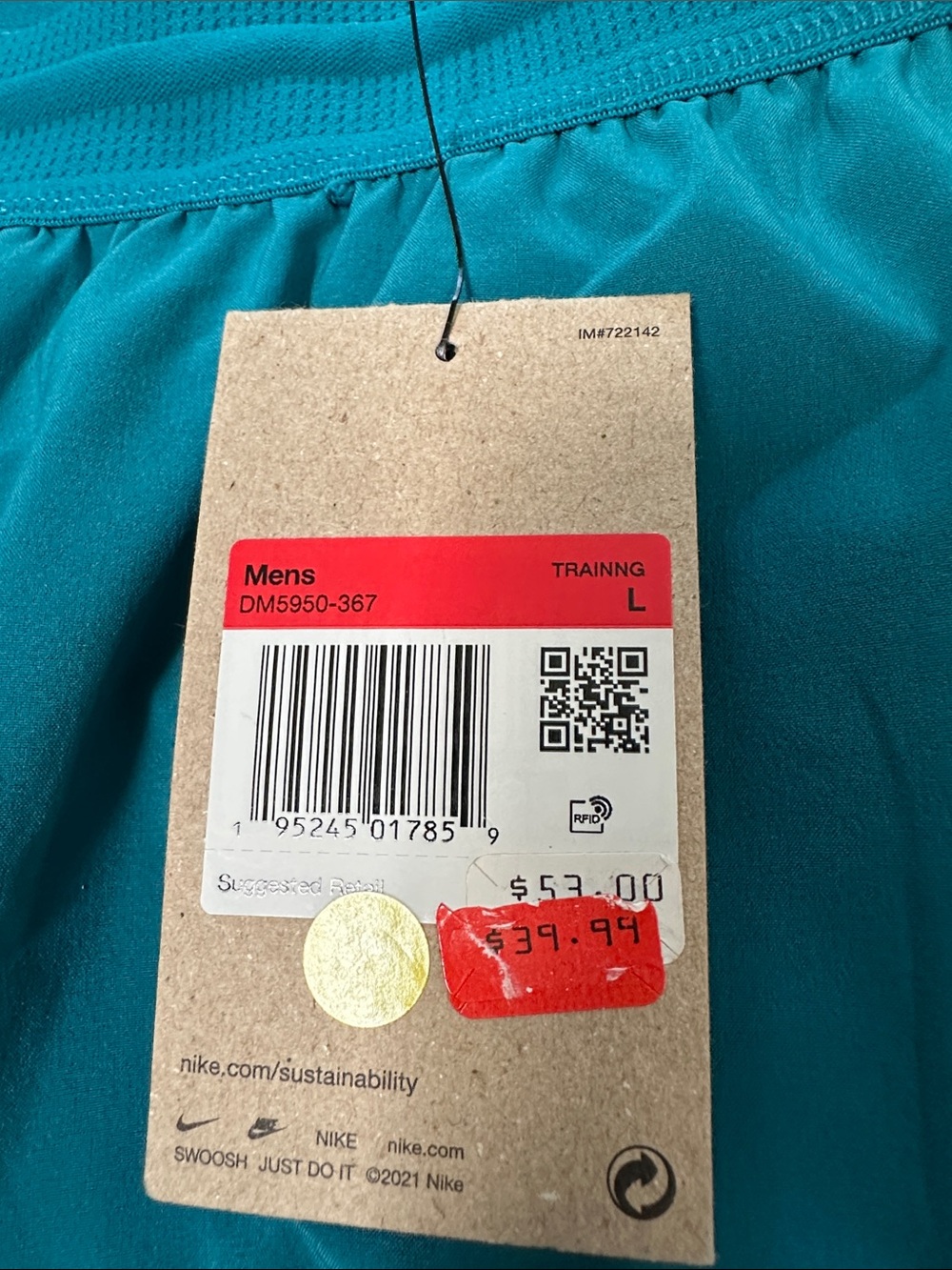 Nike Men’s Teal Athletic Performance Shorts - Picture 2 of 6